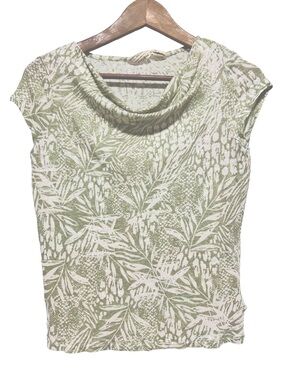 CHRISTIAN SIRIANO Linen Cowl Neck Tropical Boho Coastal Minimalist Top